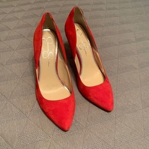 Jessica Simpson red suede pump